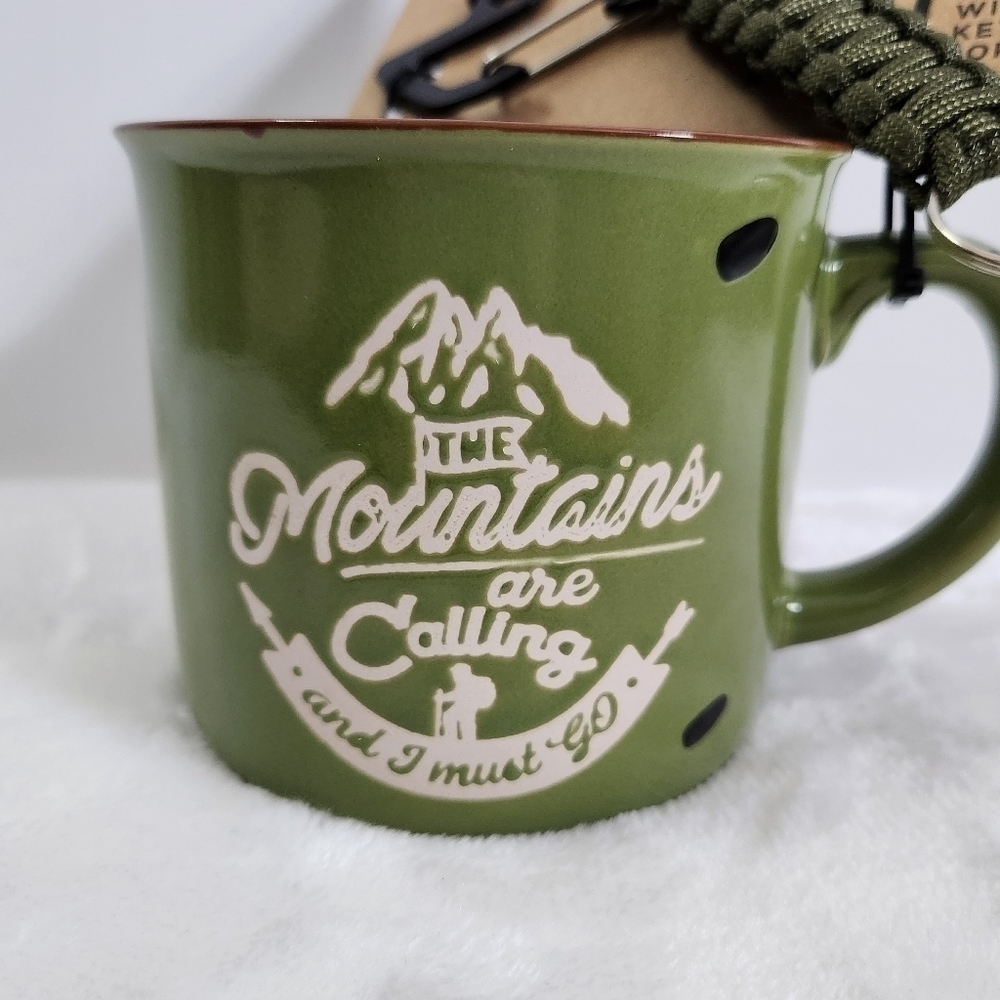 Adventure Out There Olive Green Mug Carabiner Keyring Bottle Opener Gift Set - Picture 2 of 13